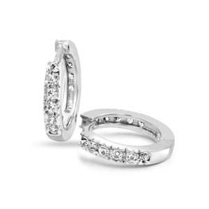 NOVAMART Fine Zarkan 18K Gold and Rhodium Plated Twinkling Hoop <b>Earrings</b> with Diamonds Pearls <b>Cute</b> Trendy Religious Style for We - Product Image 1