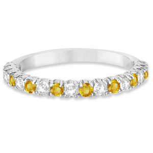 14K White Gold 0.75ct Yellow & White Diamond Wedding <b>Band</b> Anniversary <b>Ring</b> - Product Image 4