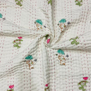 Edredón Kantha de bebé estampado Handblock Reversible seco de algodón puro para compra al por mayor al mejor precio - Product Image 1