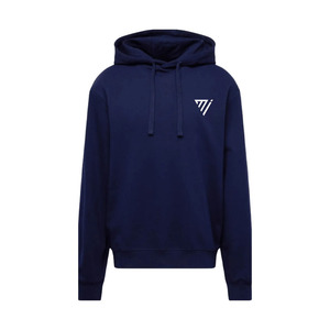 Custom Logo Unisex Pullover Hoodie <b>Plain</b> Cotton Fleece Sweatshirt with Front Pocket <b>Hoodies</b> In Blue Color - Product Image 1