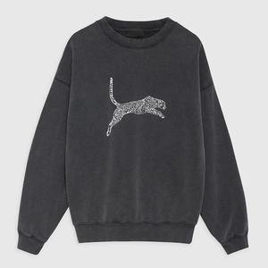 Autumn and winter North American niche AB classic letter printed <b>fleece</b> cotton round neck <b>women's</b> sweatshirt - Product Image 5