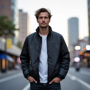 เสื้อแจ็กเก็ตกันฝนสำหรับผู้ชาย, เสื้อโค้ทกันฝนสำหรับวิ่งปีนเขากลางแจ้งมีฮู้ดและซิปโลโก้ด้านหน้า - Product Image 6