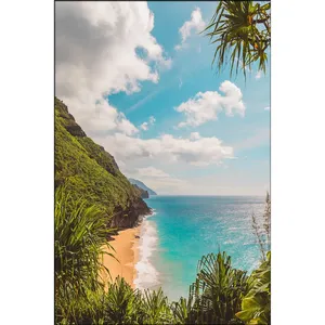 Impression sur toile Fida Turquoise Bay avec des plantes tropicales - Product Image 6