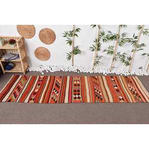 2.7x9.4 ft Turkish <b>Runner</b> <b>Rug</b>, Vintage Orange Camouflage <b>Rug</b> - Product Image 3