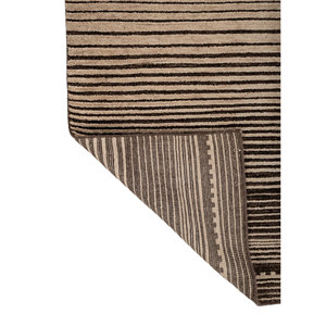 Tapis en laine noué à la main Thyme Beige Marron LCA-881, motif abstrait rayé, pour entrée, couloir, tapis puzzle rectangulaire pour la maison - Product Image 5