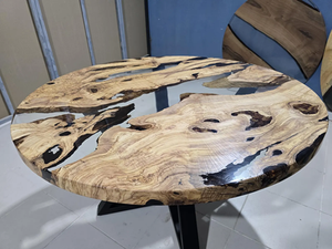 Table ronde de luxe haut de gamme en résine pour designer |   Surface polie artisanale de qualité supérieure pour table à manger - Product Image 5