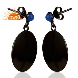 Pendientes colgantes de piedras preciosas de Calcedonia azul Natural de plata esterlina más vendidos, fabricante de joyería personalizada - Product Image 2