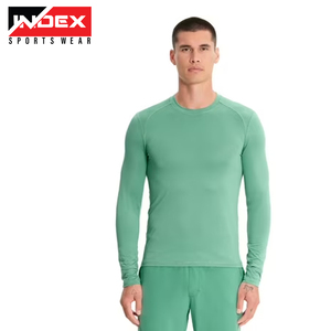 Venta al por mayor Hospital de moda bajo uniformes transpirable cuello redondo de manga larga Camisetas uniformes médicos Slim Fit enfermera Underscrubs - Product Image 3