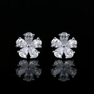 White Pear Shape Moissanite Diamond <b>Earring</b> Beautiful Sterling Silver <b>Earring</b> VVSClarity Screw <b>Back</b> Customized Pendant & Jewelry - Product Image 2