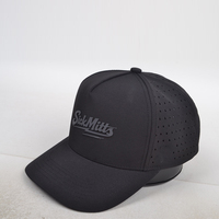 Zwarte 5-panel golfpetten met lasergesneden luipaardfruitpatroon, waterdichte Oxford-stof, aangepast logo, 3D-borduurwerk, sport-baseballcaps