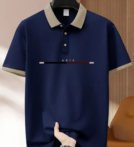 OEM personnalisé été décontracté pour polo confortable tricot coton polyester bouton col à manches courtes vêtements d'extérieur impression avant - Product Image 1