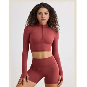 OEM ODM <b>Nude</b> Feeling Full Zip Yoga Fitness Jacket Women's Slim Fit Long Sleeve Gym Wear Maternity Workout Zipper Jacket Solid - Product Image 4