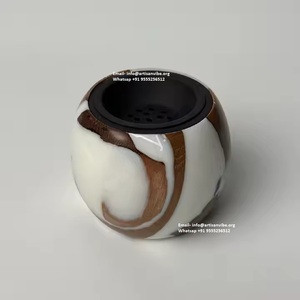 Quemador aromático de resina contemporáneo con bandeja de madera hecha a mano para aceites esenciales y varitas de incienso para uso aromático - Product Image 6