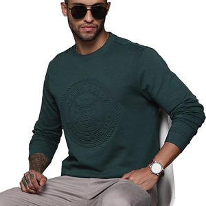 Venta al por mayor personalizable peso pesado francés Terry algodón sudadera 3D en relieve Logo cuello redondo diseño invierno liso teñido sólido - Product Image 1