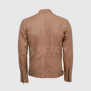 Nouvelle veste en cuir d'hiver pour homme au design personnalisé avec col montant, logo frontal, en cuir de vache, imperméable et respirante, fermeture éclair, en stock - Product Image 4