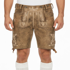 Shorts en daim de chèvre bavarois pour homme, motif écossais, respirant, taille mi-haute, fermeture boutonnée, idéal pour l'Oktoberfest - Product Image 3