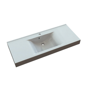 Lavabo Koricini Vieste 120 cm in Marmo Ricomposto Bianco con Vasca Singola - Product Image 3