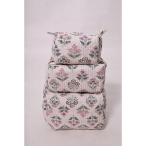 Sac de maquillage en coton imprimé durable avec fermeture éclair imperméable grande capacité pour les voyages et la trousse de toilette - Product Image 3