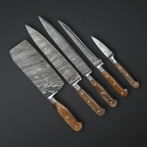 ชุดมีดทำครัว5ชิ้นทำด้วยมือทำด้วยมือทำจากเหล็กดามัสกัส5ชิ้นพร้อมของขวัญที่คลุมหนัง - Product Image 4