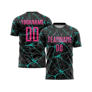 Camiseta de Fútbol Sublimada Personalizada, Cuello en V Azul, Manga Corta, Absorbe la Humedad, 100% Poliéster, Nombre del Equipo Impreso para Hombre - Product Image 4