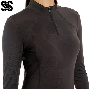 Chemise de base pour l'équitation pour femmes, style le plus récent, de haute qualité, manches longues, coupe régulière, légère, absorbant la transpiration, fermeture éclair pour - Product Image 6