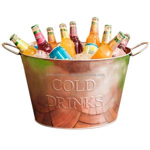 Wine Bucket Oval Shaped Metal Ice Bucket with Sided Handle & Beverage <b>Tubs</b> Decorative Metal Wine <b>Tub</b> Cooler - Product Image 1