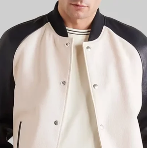 Veste d'hiver décontractée en toile 100% laine, lourde et chaude, veste de basket-ball pour homme avec logo personnalisé en relief - Product Image 3