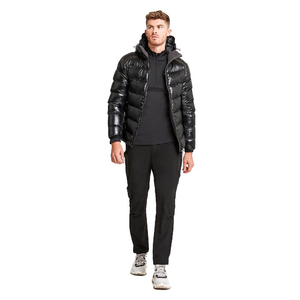 High Quality Waterproof <b>Canvas</b> Puffer Jacket for Men Stand Block Quilted Custom Logo Printing Directly Manufacturer for Winter - Product Image 3