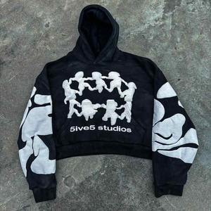 Nuevos fabricantes de estilos, sudaderas con capucha personalizadas para hombres, sudadera con capucha con estampado de hojaldre personalizado, Sudadera con capucha de lavado ácido de 500GSM - Product Image 3