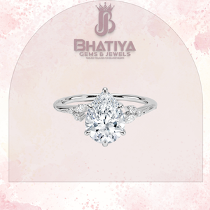 Coupe poire 1-3 CT Center Stone Lab Grown Diamond The Camellia Milgrain Floral Diamond Ring IGI Certified 925 Silver For unsex - Product Image 5