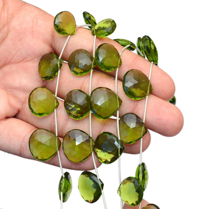 Peridoto facetado en forma de corazón de 14mm-18mm, cuentas sueltas de peridoto natural, cuarzo de color, piedra semipreciosa para la elaboración de joyería. - Product Image 4