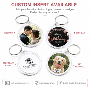 Cadre <span class=keywords><strong>photo</strong></span> numérique transparent en acrylique personnalisé pour photomaton, porte-clés métallique DIY, pendentif porte-clés moderne en plastique écologique - Product Image 4