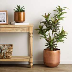 Ensemble de pots de plantes en métal de style nordique en gros, pot de fleurs en cuivre galvanisé de grande taille, espace commercial de hall d'entrée, aménagement paysager - Product Image 1