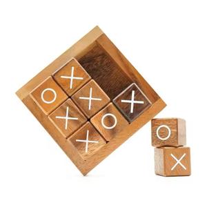Natural Wood Handmade Tic Tac Toe Board Game | Classic Family Strategy Game | Sustainable Craft <b>Toy</b> for Kids Adults - Product Image 1
