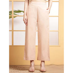 Deebaco Women's Solid Pink Crepe 2 Piece Co-Ord Set With Pleated Tunic And Ankle Length Trouser Casual Spring Summer Wear Outfit - Product Image 3
