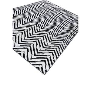 Tapis en laine tissée plate grande taille Alhambra ADWP-13074 gris noir à chevrons, motif puzzle rectangulaire rayé pour la maison, le couloir, le salon, en viscose - Product Image 2