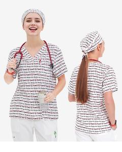 Ensemble de blouses d'infirmière unisexes contemporaines à col en V, manches courtes, uniforme d'hôpital pour médecins et infirmières, tissu sergé, élasthanne/polyester - Product Image 1