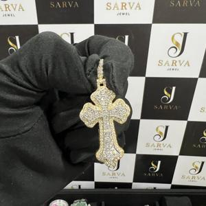 SARVA JEWELS - Colgante de Diamante Moissanite VVS con Cruz Personalizada, Chapado en Oro, para Hombre, Colgantes y Dijes Finos - Product Image 6