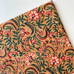 ผ้า100% พิมพ์ลายบล็อกด้วยมือผ้าฝ้ายระบายอากาศแบบดั้งเดิมเป็นมิตรต่อสิ่งแวดล้อม - Product Image 1