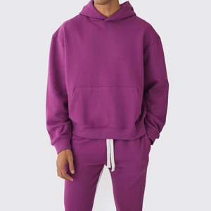 Custom Made Heavyweight Cotton <b>Oversized</b> Tracksuit Dropped Shoulder Hoodie and <b>Joggers</b> for Men - Product Image 5