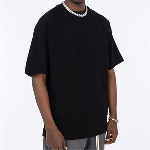 เสื้อยืดบ็อกซี่ถักสำหรับผู้ชายผ้าโพลีเอสเตอร์100% ลำลองสีทึบเป็นมิตรกับสิ่งแวดล้อมโลโก้ด้านหน้าปรับแต่งได้ - Product Image 3