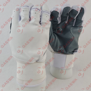 Gants de frappe de baseball à manchette longue en cuir de vachette de couleur blanche et grise de la meilleure qualité personnalisée - Product Image 1