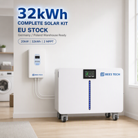 Kit solaire complet au lithium 32 kWh 51,2 V 640 Ah avec plus de 11 000 cycles de charge, bande LED et onduleur 20 kW assorti pour alimentation de secours domestique, stock UE