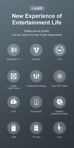 XDOBO Truth 200W Bluetoothスピーカー 防水仕様 マイク2個付き 20時間再生 AUX/TFカード/<span class=keywords><strong>USB</strong></span>入力対応 - Product Image 6