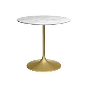 Mesa de servicio de té y café clásica contemporánea hecha a mano superior de mármol blanco nuevo latón acabado antiguo muebles decorativos para el hogar - Product Image 2