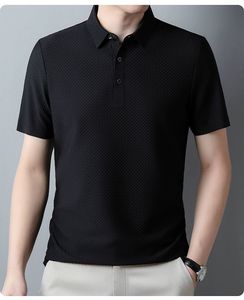 Chemises polo en nylon à séchage rapide pour hommes Respirantes à manches courtes Tricotées Business Tennis Golf Chemise plissée à carreaux pour les sports d'affaires - Product Image 1