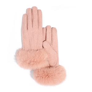 Gants en fourrure de lapin véritable pour femmes, mode en gros, chauds, hiver, sans doigts, en cuir tricoté, pour poignets - Product Image 5