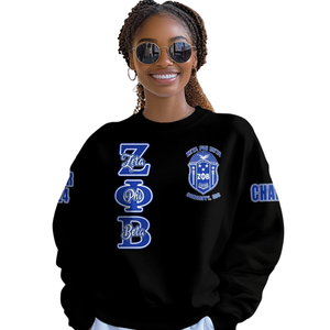 Sudadera Azul con Cuello Redondo de la Hermandad Zeta Phi Beta 1920, Ropa Griega para Mujer, Sudadera Bordada - Product Image 4