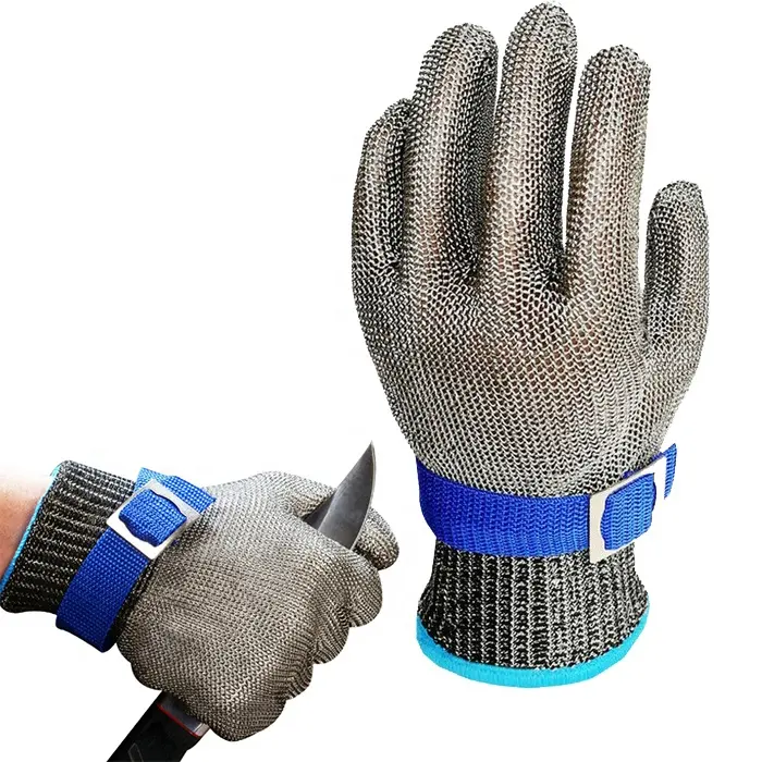 Custom Logo Ready to ship Anti cutting anti stab butcher protection stainless steel wire mesh glove Wholesale