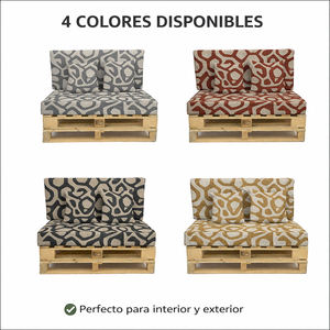 Ensemble de 4 coussins de palette d'extérieur en tissu durable 120x80 + 120x50 cm pour canapé de jardin, épaisseur 12 cm avec housse amovible - Product Image 2